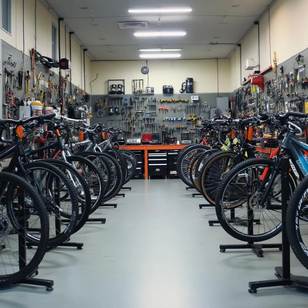 Moderná a dobre vybavená cyklistická dielňa